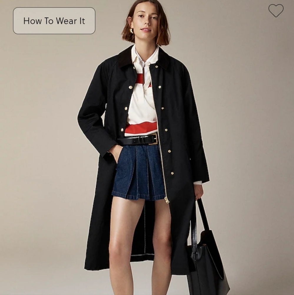 J Crew Long Barn Jacket™ in waxed cotton twill Coat Size L Petite NWT CC954 - Picture 2 of 16